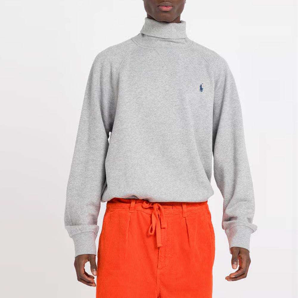 Polo Ralph Lauren Однотонный с вышивкой логотипа Свитшот с высоким воротом и длинным рукавом Мужской свитшот Серый 710951747-002