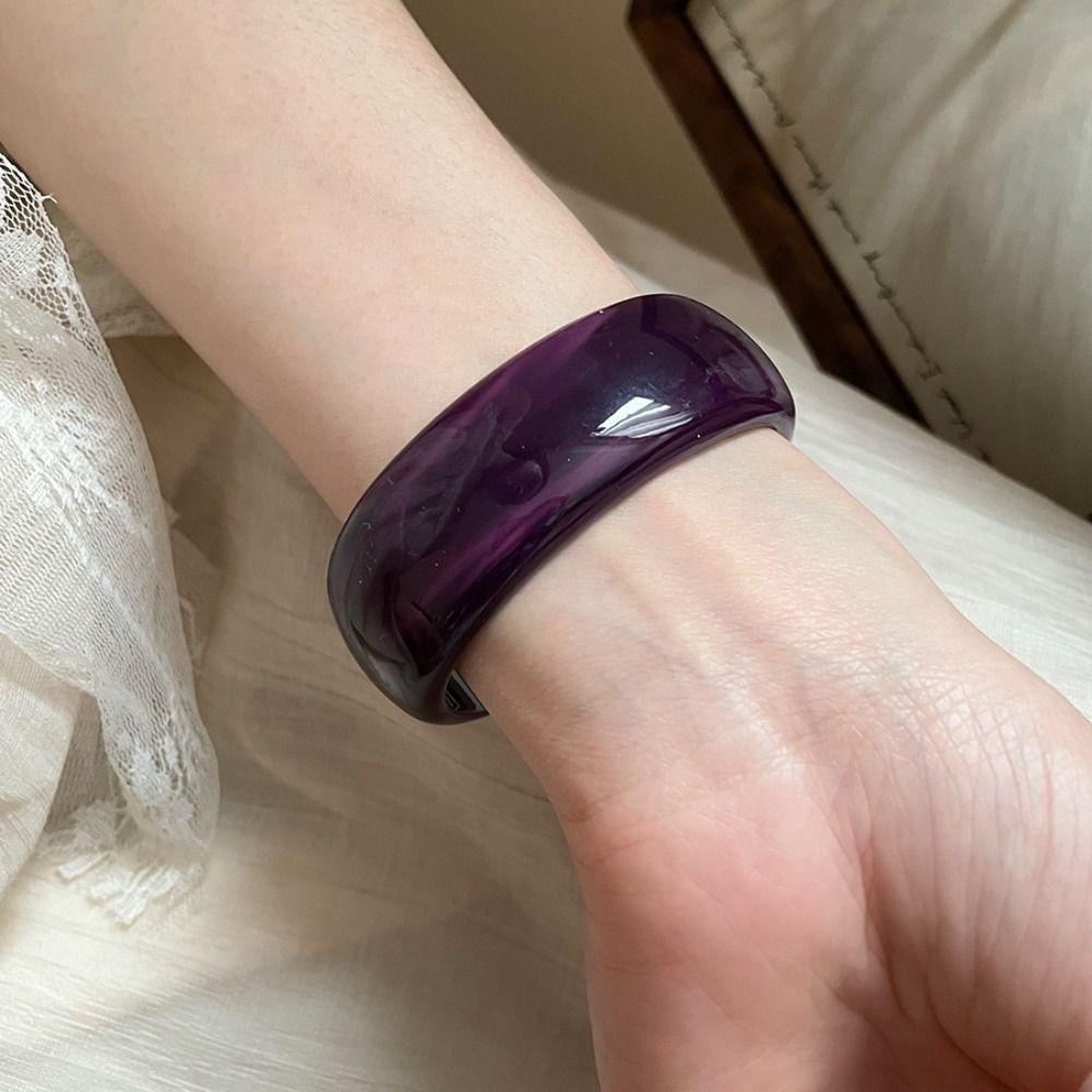 Europe American Style Resin Bangle Dopamine C Shape Cuff Bangles Wide Open Bangle  Decoration