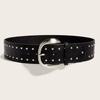 Punkinspired Leather Belt With Rivets And Silver Buckle For Casual Outfits