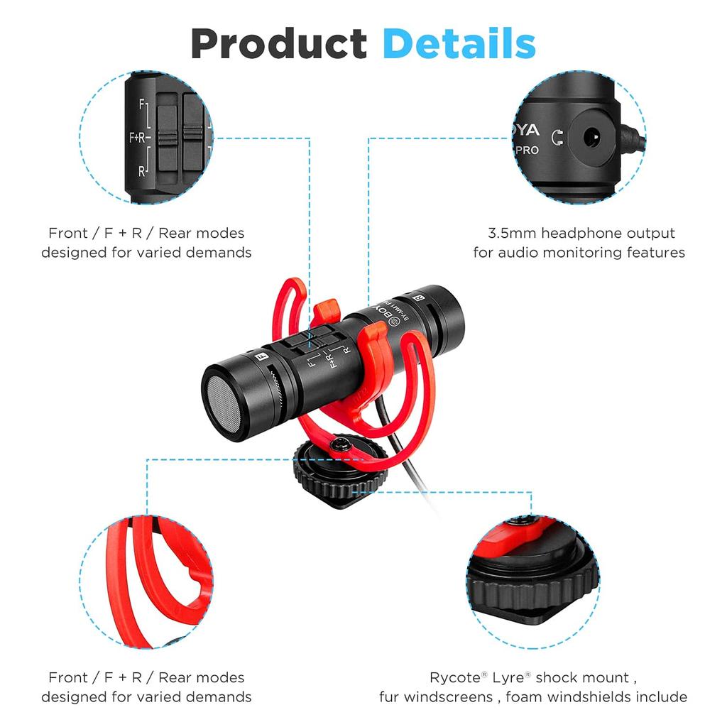 BOYA Pro Video Microphone iPhone External Microphone Sound Collection Microphone Camera Microphone Web Conference Windscreen Smartphone External