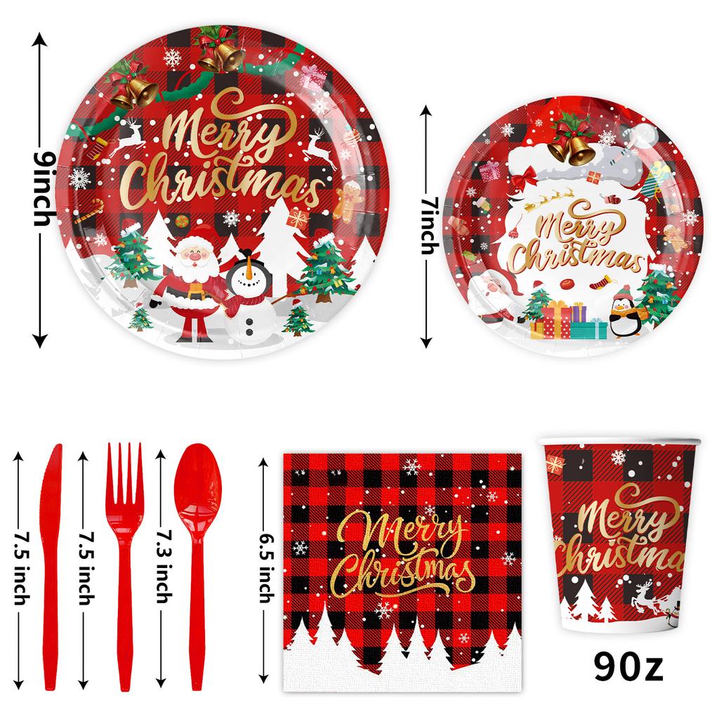 Christmas Themed Party Supplies Holiday Decorations Party Arrangements Christmas Flag Paper Plates Paper Cups Paper Towels
