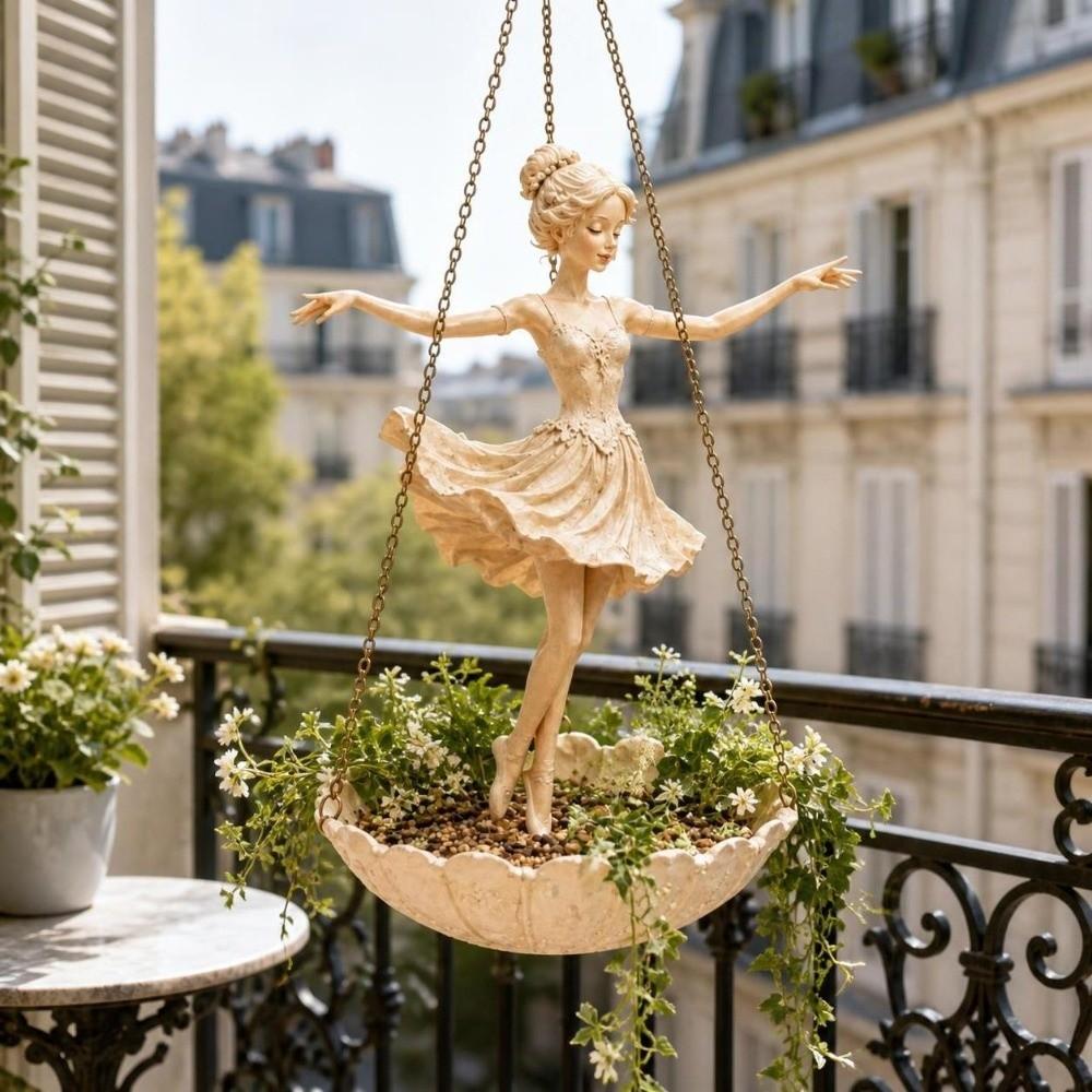 Resin Ballet Dancer Hanging Planter Elegant Girl Hanging Plant Basket Indoor Decor