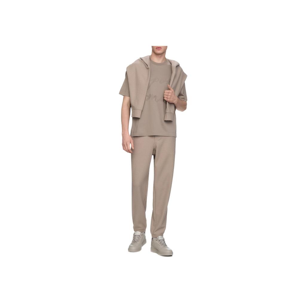 Emporio Armani Мужская футболка с принтом букв, круглым вырезом и коротким рукавом, коричневая EM000943AF10762-F6065