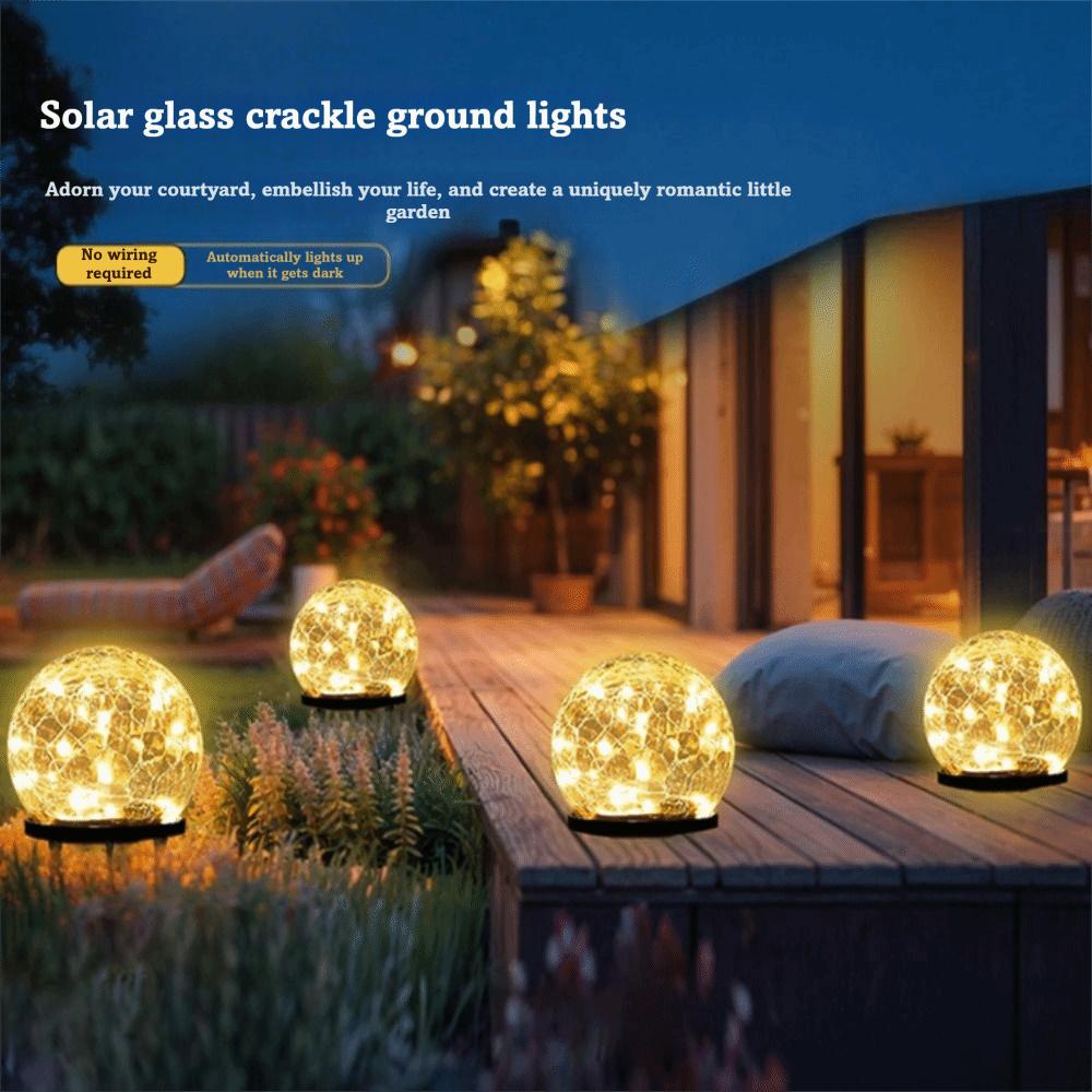 Waterproof Solar Globes Cracked Glass Solar Energy Solar Lights Auto on/Off Warm and Colorful Light LED Garden Lights Patio