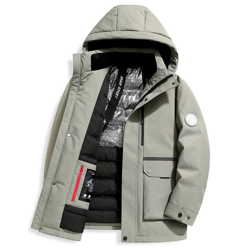 Куртка-пуховик на гусином пуху, зимняя, новая, средней длины, с капюшоном, утепленная, утепленная и теплая, для активного отдыха на открытом воздухе, для мужчин