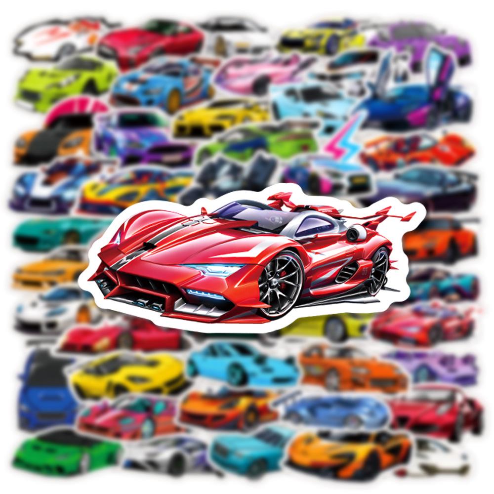 50 Крутых Гоночных Наклеек Суперкаров - Водонепроницаемые для Чемоданов, Кружек и Дневников (50 листов)