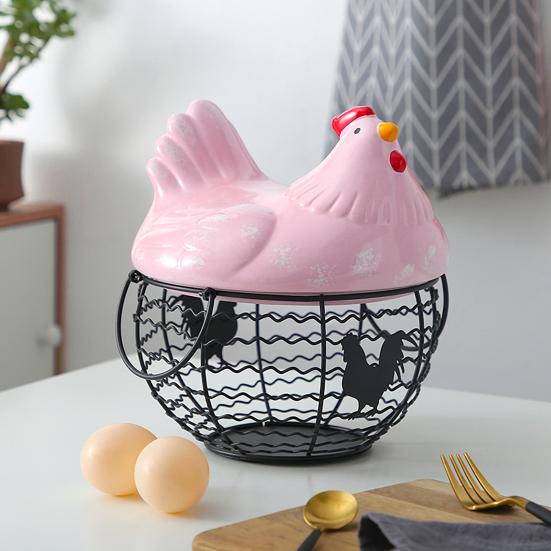 Корзина для хранения яиц с ручкой Большая вместительная нержавеющая, устойчивая к коррозии корзина для сбора яиц с полыми отверстиями