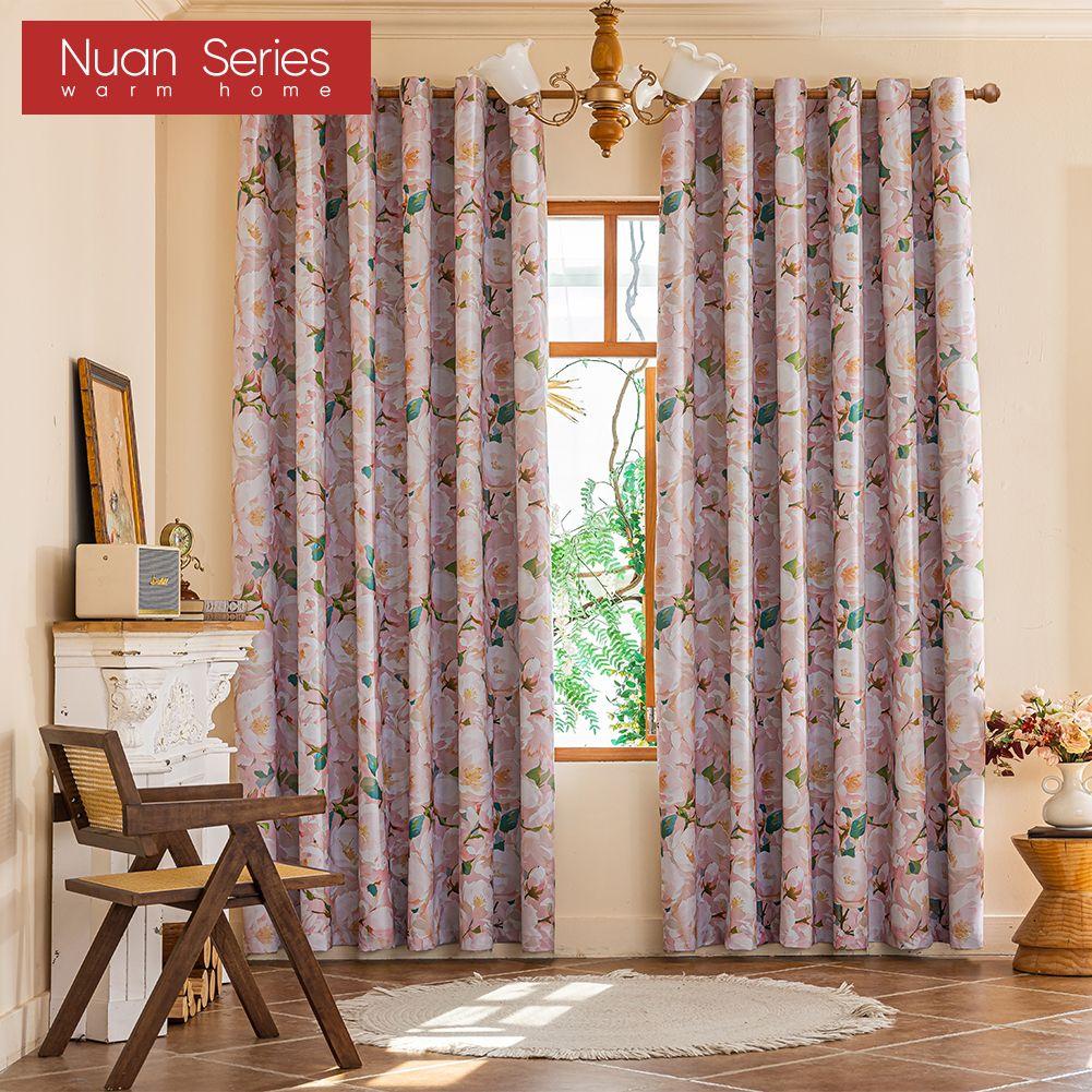 1 шт. Серия Nuan Стиль Французская Деревня Блэкаут Шторы Розовый Принт Камелии Шторы для Спальни Гостиной Балконного Окна для Домашнего Декора