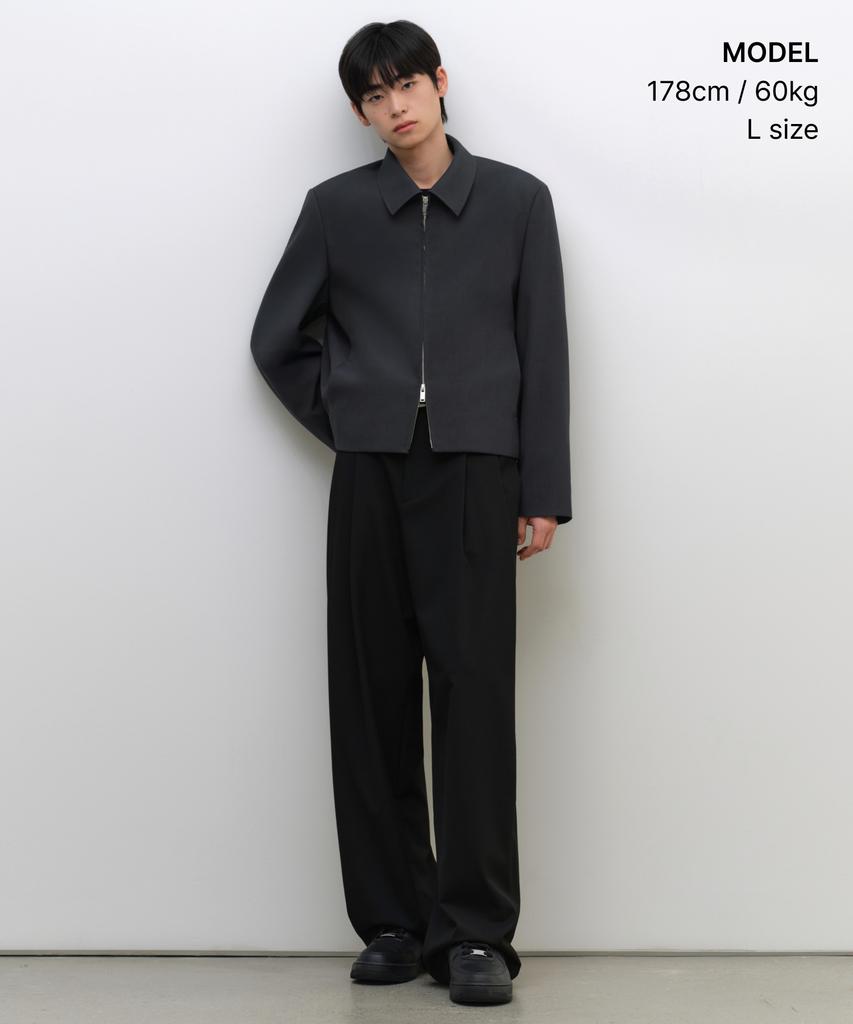 Musinsa Standard Woolish Over-Shoulder Minimal Jacket [Navy]