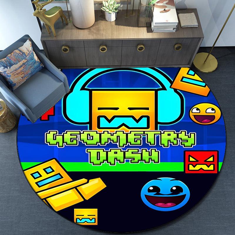 Geometry Dash: Dance To The Beat Round Rug for Livingroom,Bedroom, Palyroom, Chair Rug, Area rug, Circle Carpet, Fan Christmas gift