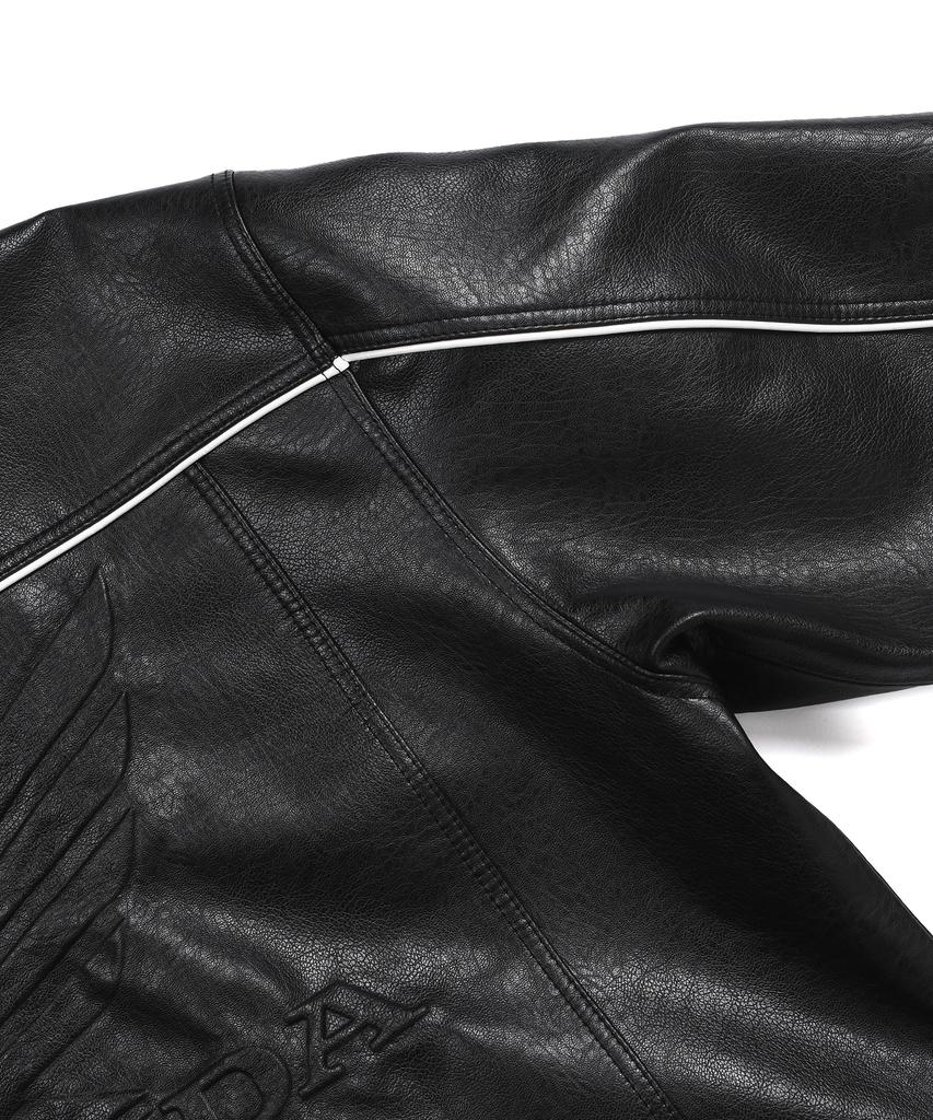 Phyps Motorcycle Motorcycle Piping Leather Jacket Black