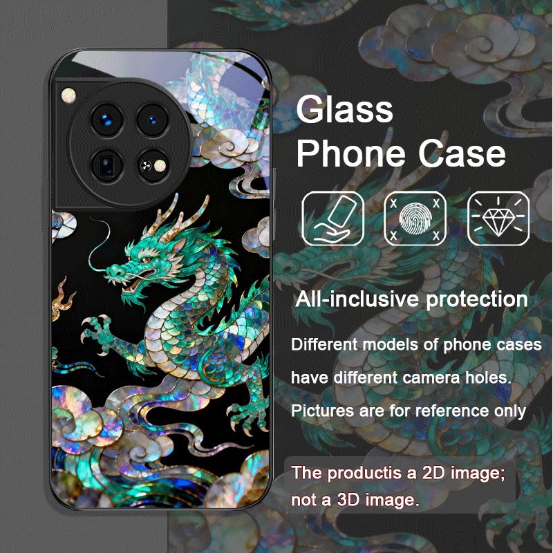 Стильный чехол из закаленного стекла с принтом под мрамор с рисунком тигра и дракона для OnePlus 13R 12 11 ACE2 3 Pro Nord 2T 4 CE3 Lite
