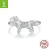 Delicate Textured Small Golden Retriever Open Ring Men And Women, Cute Animal Puppy 925 Sterling Silver Ring