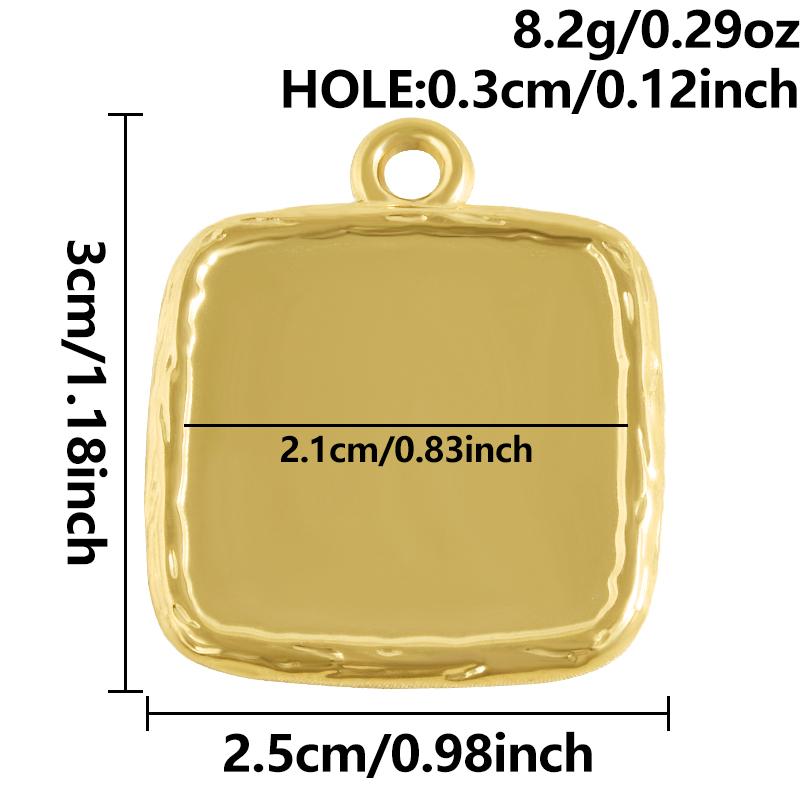 6Pcs Blank Settings Cabochon Pendants Round Rectangle Square Charm Stainless Steel Charms For Jewelry Making Bulk Diy Necklaces