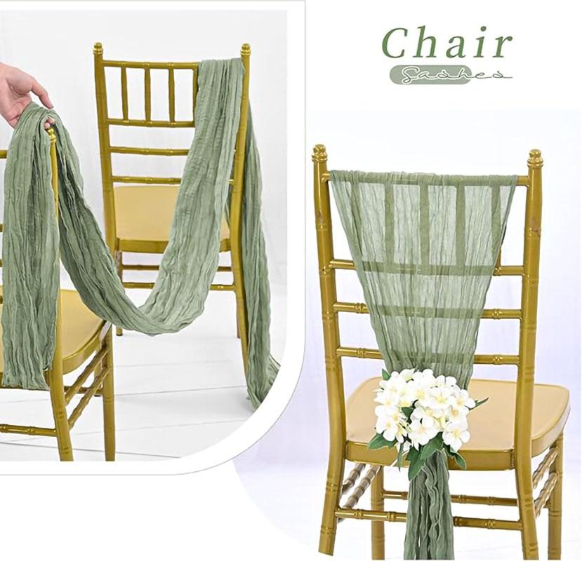 16Pcs Sage Green Wedding Chair Sashes  Chair Bow Designed Decorative Chair Sashes for Wedding Reception Party Hotel Decoration