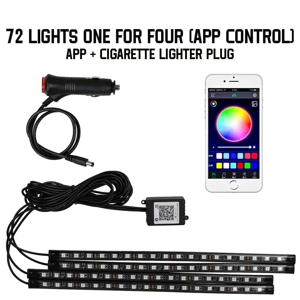 Неоновая 36 48 72 LED Подсветка Салона Автомобиля, Комплект Подсветки Ног, Подсветка, Пульт, Управление Приложением, Управление Музыкой, Авто RGB Атмосферная Декоративная Лампа