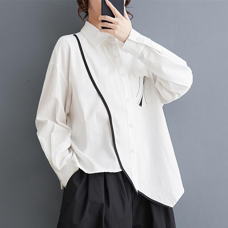 Long Sleeve Plus Size Vintage Shirts & Blouses for Blouse Casual Loose Spring Autumn Tops Women Button Up Shirt