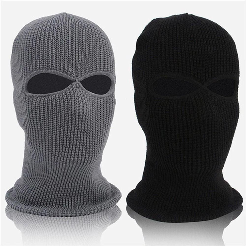 Hat Skullies Ear Protection 2 Holes Women Winter Cap Full Face Cover Men Beanies Hat Knitted Hats