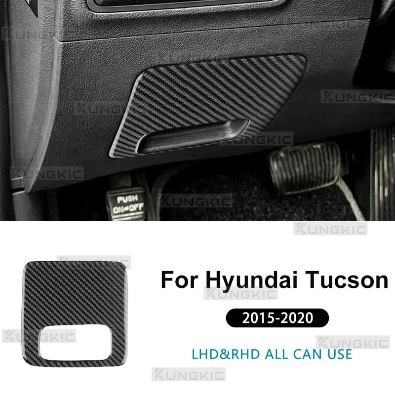 Carbon Fiber Fuse Box Cover Trim Sticker for Hyundai Tucson 2015-2020 Interior Panel
