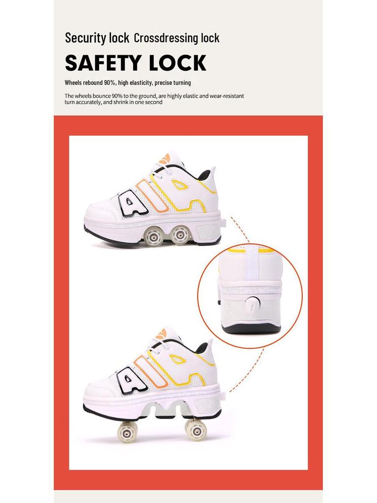 Раздвижные Деформируемые Роликовые и Ледовые Коньки для Взрослых и Детей - Двухрядный, Четырехколесный Дизайн, Невидимые Роликовые Коньки для Мужчин и Женщин.