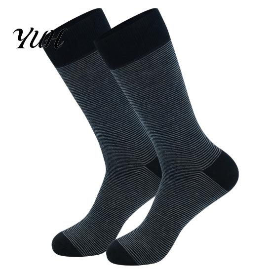 Striped Crew Socks Men Socks, Cotton Dress Moisture Wicking Solid Color Breathable for Business Office Daily Casual Wear Everyday Resistant