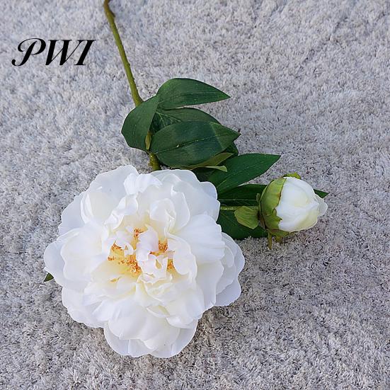 Artificial Flower 1Pc Realistic Easy Care 2-head No Fade Peony Fake for Wedding Faux