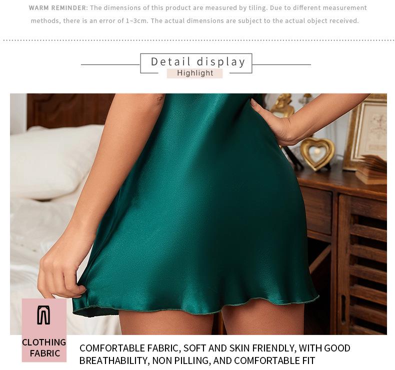 Европейская и американская сексуальная летняя ночная сорочка из ледяного шелка для женщин - Простая, повседневная пижама на бретелях