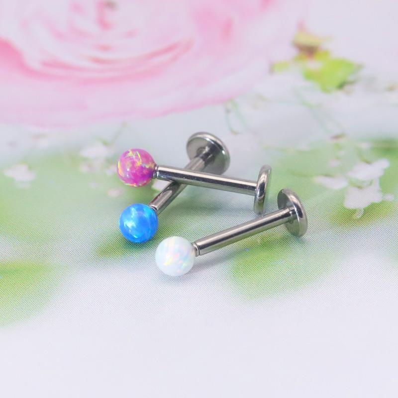 Титан G23 Опаловый шарик Лабрет Пирсинг Ювелирное украшение