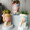 Cartoon Face Planters Pots Girl Statue Succulent Planter Pot Fairy Flowerpot Cafe