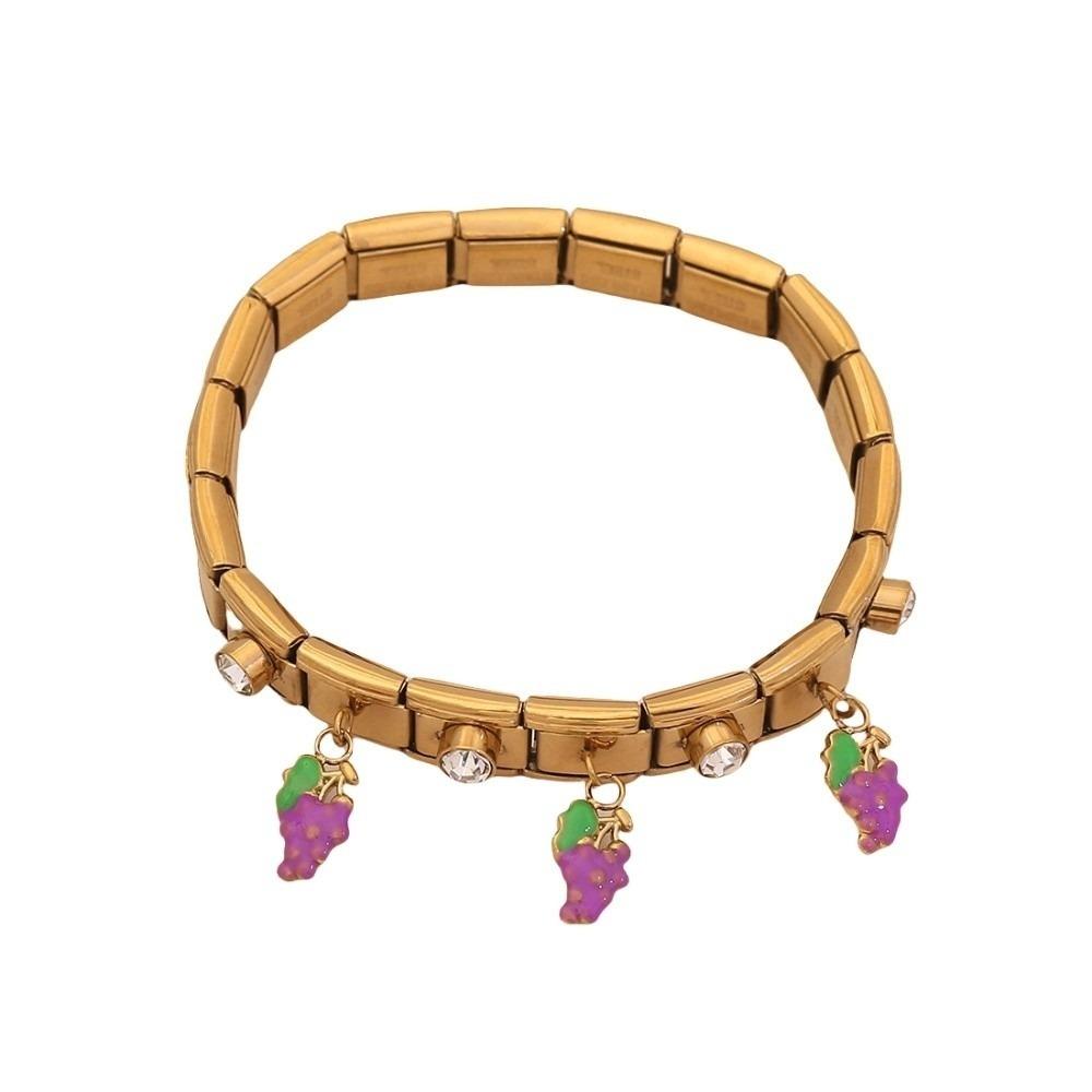 Watermelon Fruit Pendant Bangle Crystal Stainless Steel Bracelet Vacation