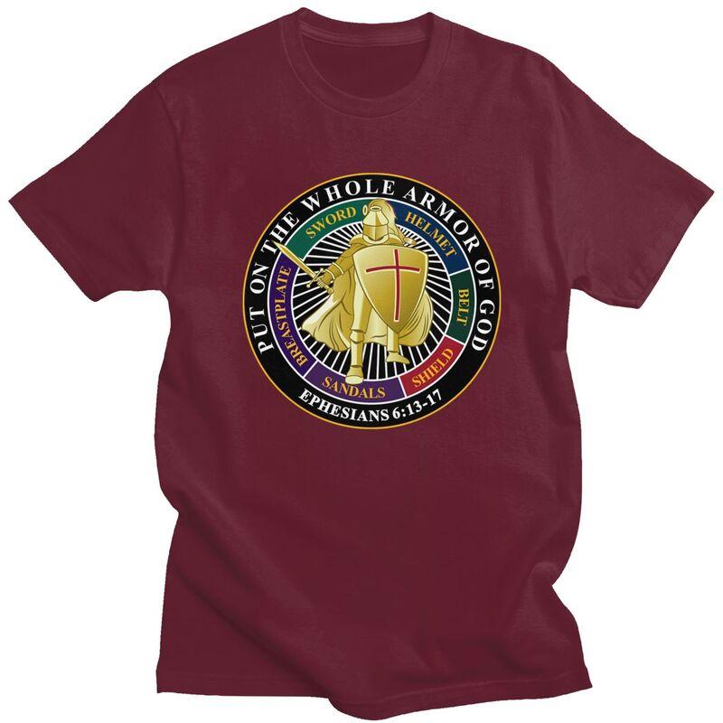 Custom Armor Of God Crusader Knight Templar T Shirt for Men Pure Cotton Tshirt Fashion Tees Tshirts Slim Fit