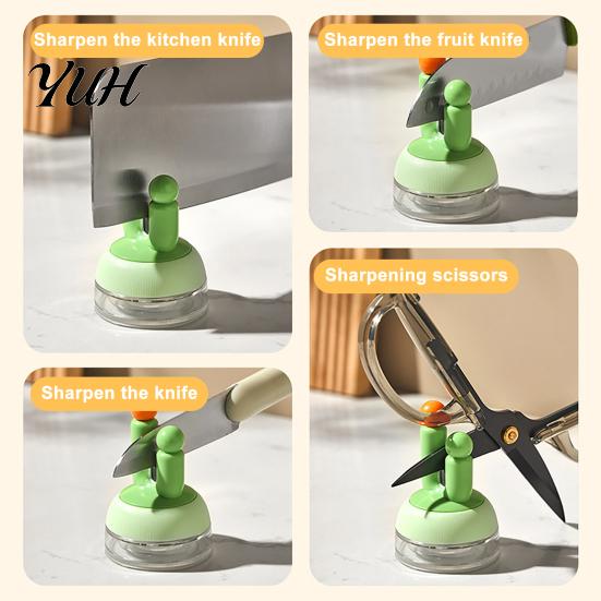 Cactus Shaped Sharpener Suction Cup Knife Sharpener, Shape Diamond Surface Kitchen Non-slip Sharpening Base Tool, Quick Device for Knives And Scissors