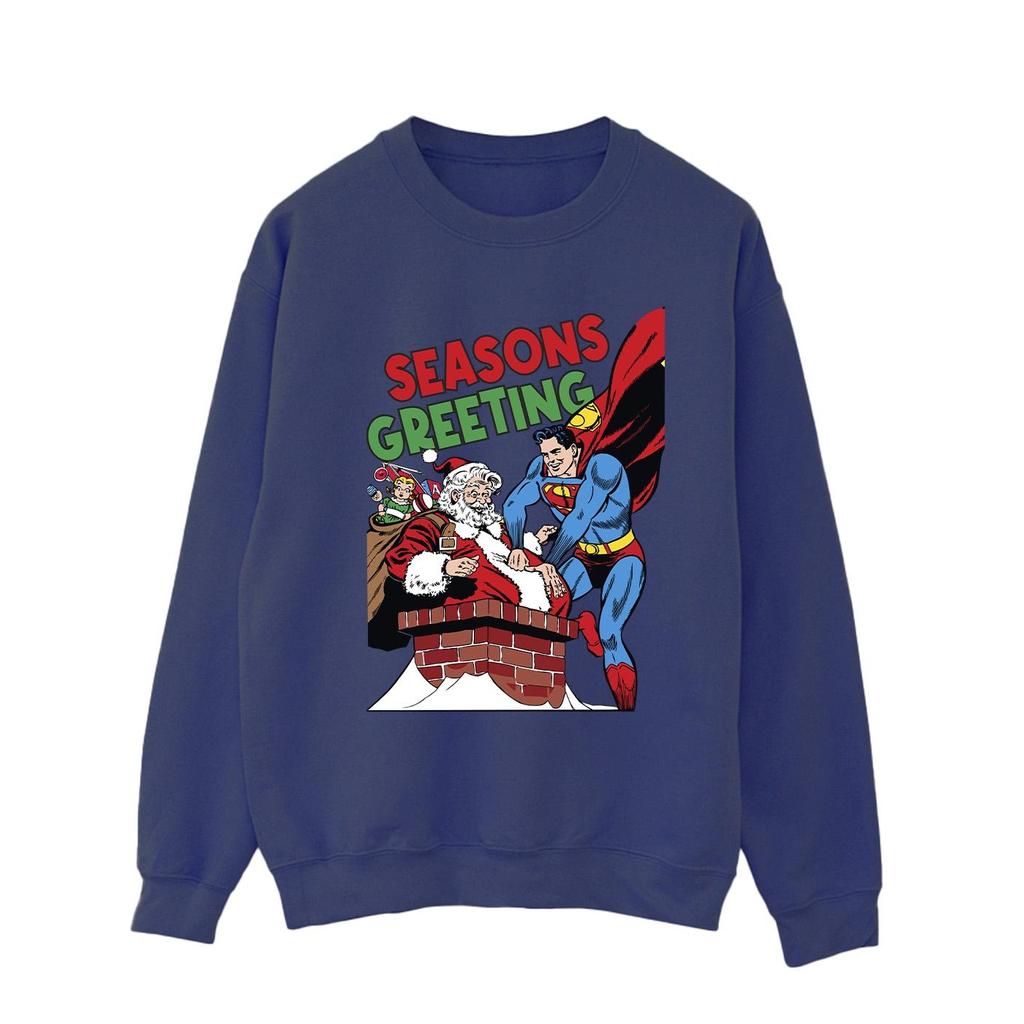 DC Comics Mens Superman Santa Comic Sweatshirt