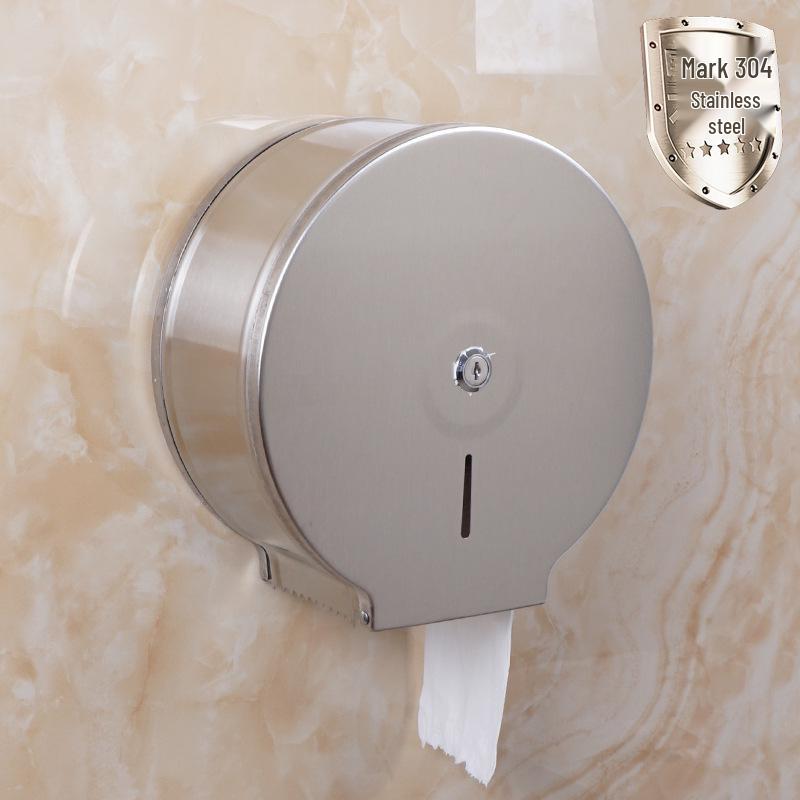 Stainless Steel Wall-Mounted Waterproof Toilet Paper Holder - Punch-Free Large Roll Design