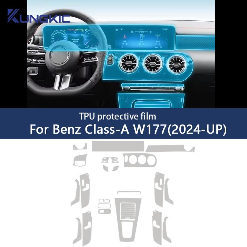 Защитная внутренняя пленка из ТПУ для Mercedes Benz MB A-Class W177 2024 2025, прозрачная, антицарапающая, для ремонта центральной консоли автомобиля