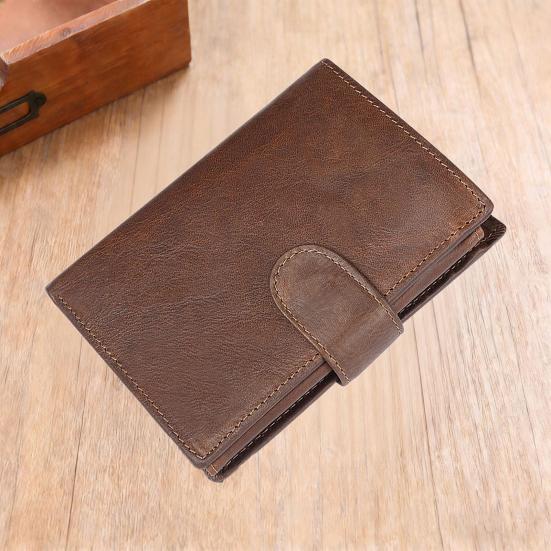 Мужской кошелек из искусственной кожи с RFID-защитой, короткий, на две складки, минималистичный, тонкий, винтажный, для переднего кармана, противоугонный, держатель для кредитных карт