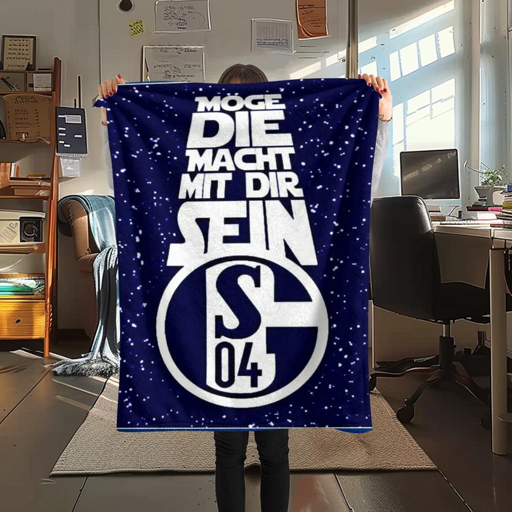 1PC Schalke 04 Print Flannel Blanket, High quality Comfortable for All Seasons, Home Decor, Warmth and Comfort, Perfect for Christmas Gifts147