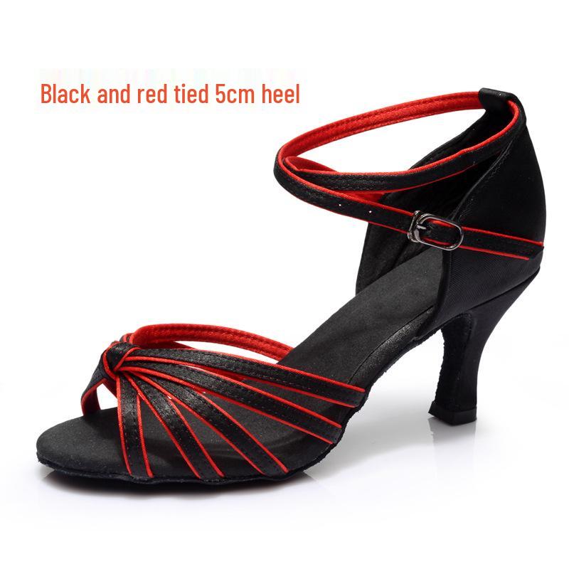 Женские атласные туфли для латиноамериканских танцев на мягкой подошве - Средний каблук, идеально подходят для взрослых и молодежи для практики или для профессиональных стандартных стилей и ковбойских танцев.