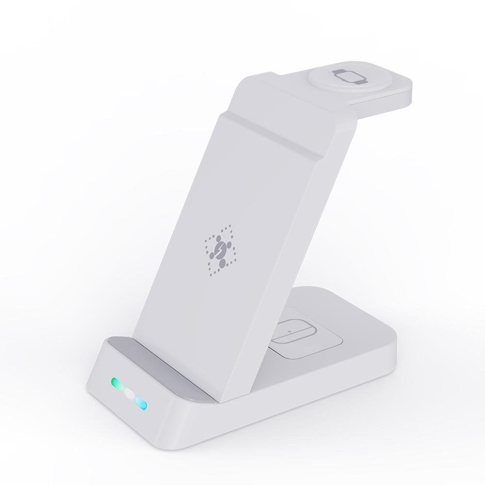 3-в-1 быстрая беспроводная зарядная станция с сертификацией Qi 15 Вт для iPhone16-8/Watch 10-5/Airpods Pro43/Android