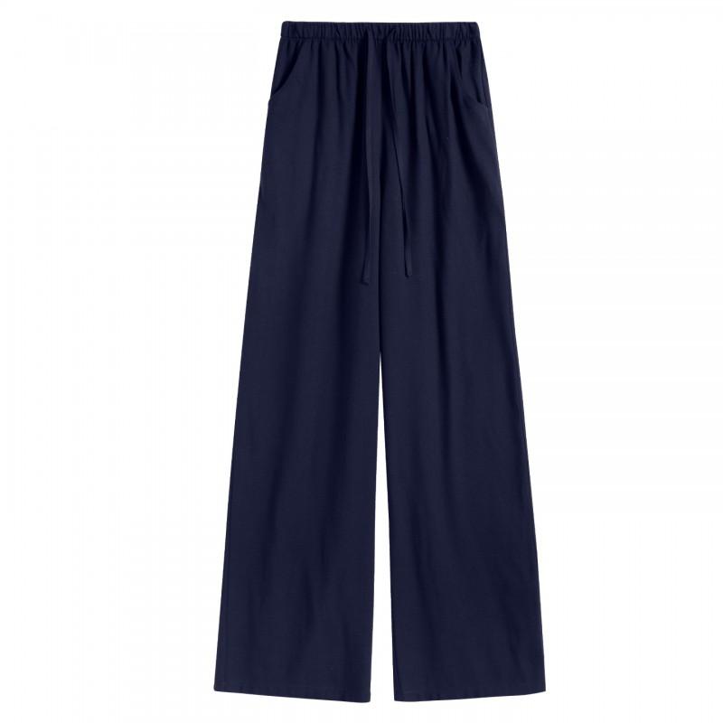 Womens Linen Blend Wide Leg Pants High Waist Loose Fit Tencel Straight Trousers Lazy Old Money Style Thin