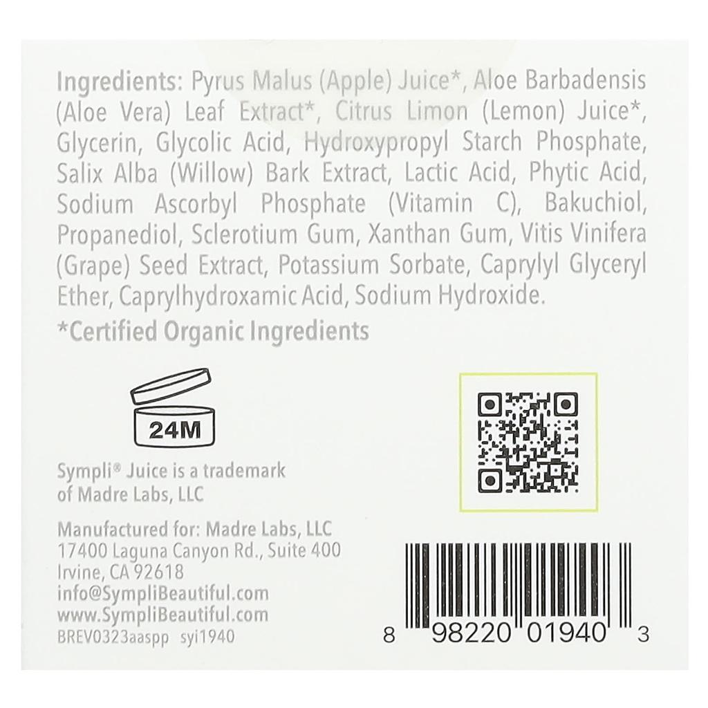 Sympli Beautiful, Juice, яблочный AHA-пилинг для совершенствования кожи, 56 г (2oz)
