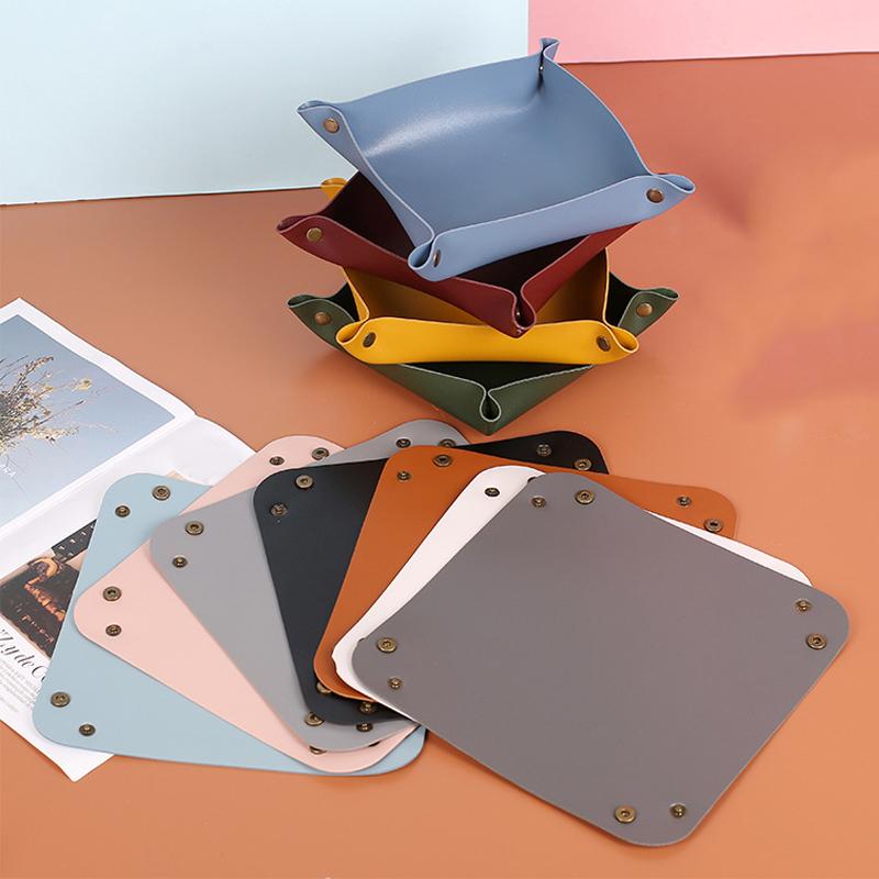 1 шт., ящик для хранения, лоток для хранения, украшение для дома, искусственная кожа, настольное хранилище, портативный