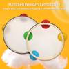 6 Inch Wooden Tambourine Handbell Hand Drum with Single Row 4pcs Metal Cymbals Jingles Musical Percussion Instrument