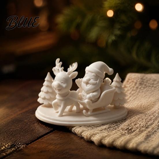 Фигурка Деда Мороза с Оленем 3D Печать Фигурка Саней Белый Ездок Микро Пейзаж Аксессуары Статуэтка Рождественское Настольное Украшение