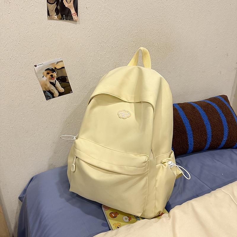 Solid Color Student Schoolbag Women's Large Capacity Backpack Travel Backpack