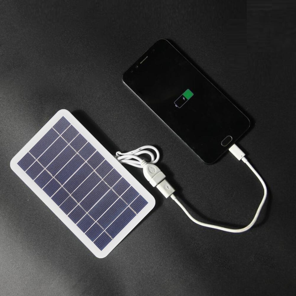 USB Solar Charger Panel 5V 2W 400mA Portable Solar Panel Output USB Outdoor Portable Solar System for Cell Mobile Phone Chargers 4