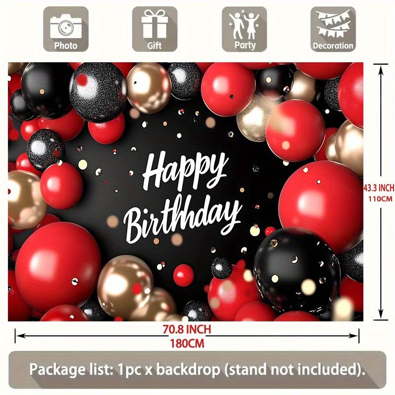 1pc Birthday Elegant Hanging Banner Red Black Polyester