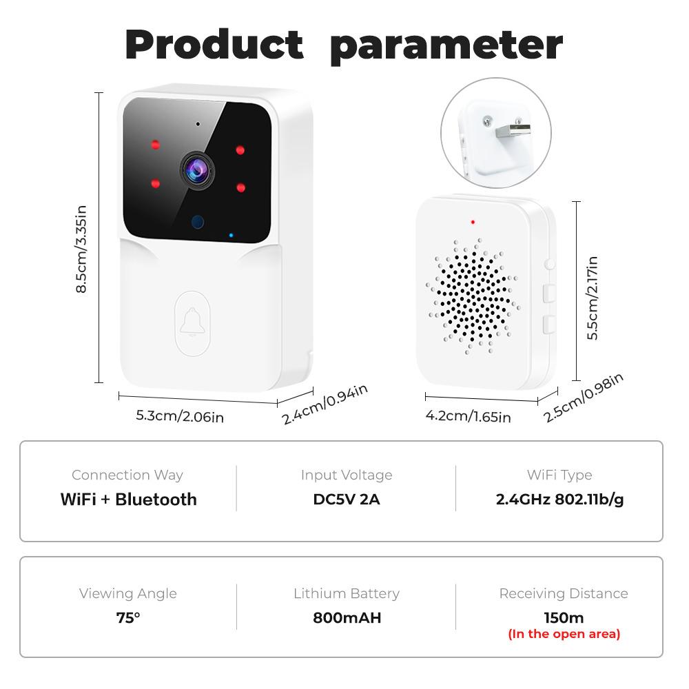 1 шт. Умный WIFI дверной звонок с беспроводной видеокамерой, домашняя безопасность, HD дверной звонок, двусторонняя связь, изменение голоса, звонок для дома