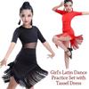 Бахрома Кисточки Детское Латинское Танцевальное Платье Черное Красное Самба Сценические Костюмы Одежда для Выступлений Ребенок Девочки