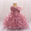 Luxury Baby Sequin Party Dress For Girl Christmas Toddler Layered Bow 1st Birthday Wedding Girl Dresses Formal Lace Baby Clothes